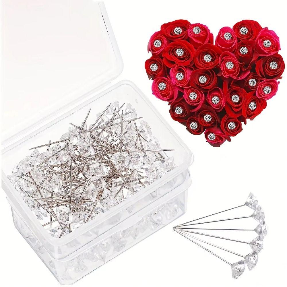 100/200/300 Stück DIY Gerade Stecknadeln Glänzende Korsagenstecknadeln Stecknadeln für Brautsträuße Blumensträuße