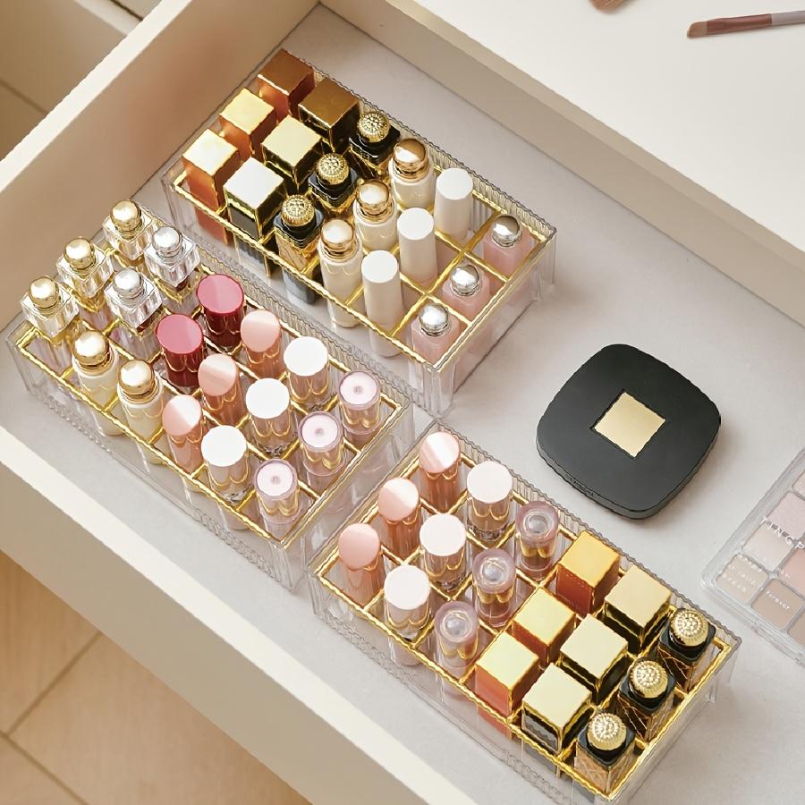 1PCS Transparent Lipstick Organizer, Makeup Brush Storage Tray, Compartment Organizer, 18 Slot Acrylic Makeup Brush Organizer