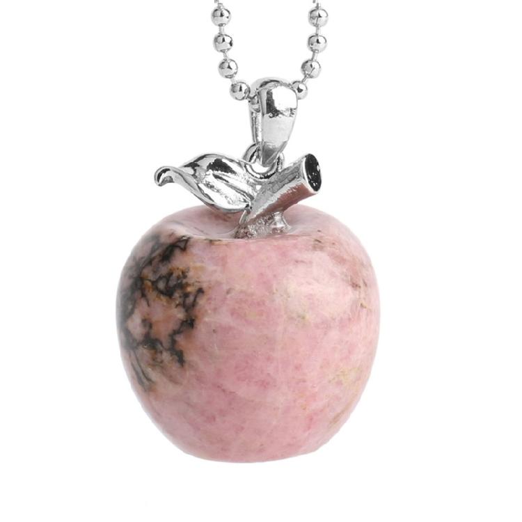 Unique Natural Stone Necklace Adjustable Chain Necklace Apples Pendant Necklace Stone Texture for Stylish Women Present