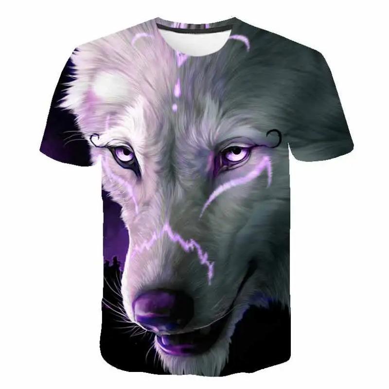 Maglietta Bambini Ragazzi Stampa 3D Animale Lupo Manica Corta Top Estivi Casual dai 2 agli 8 Anni Vestiti per Bambini T-Shirt Bambina