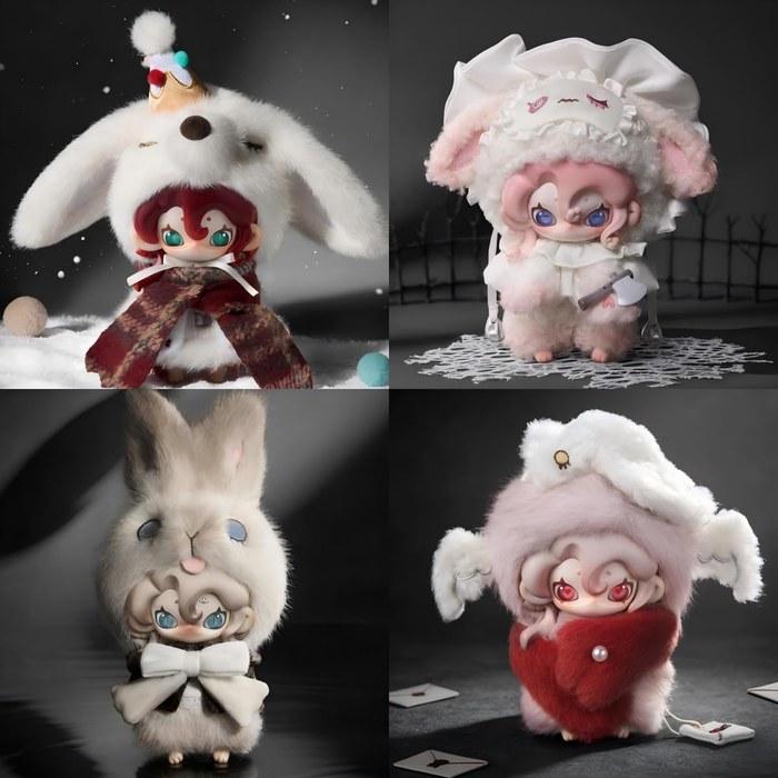 Moonin Dark Night Series Plush Blind Box 6-Pack Assortment Box (Approx. 15-20cm) Rotating Eyes, 6 Regular + 1 Secret, Halloween Gothic