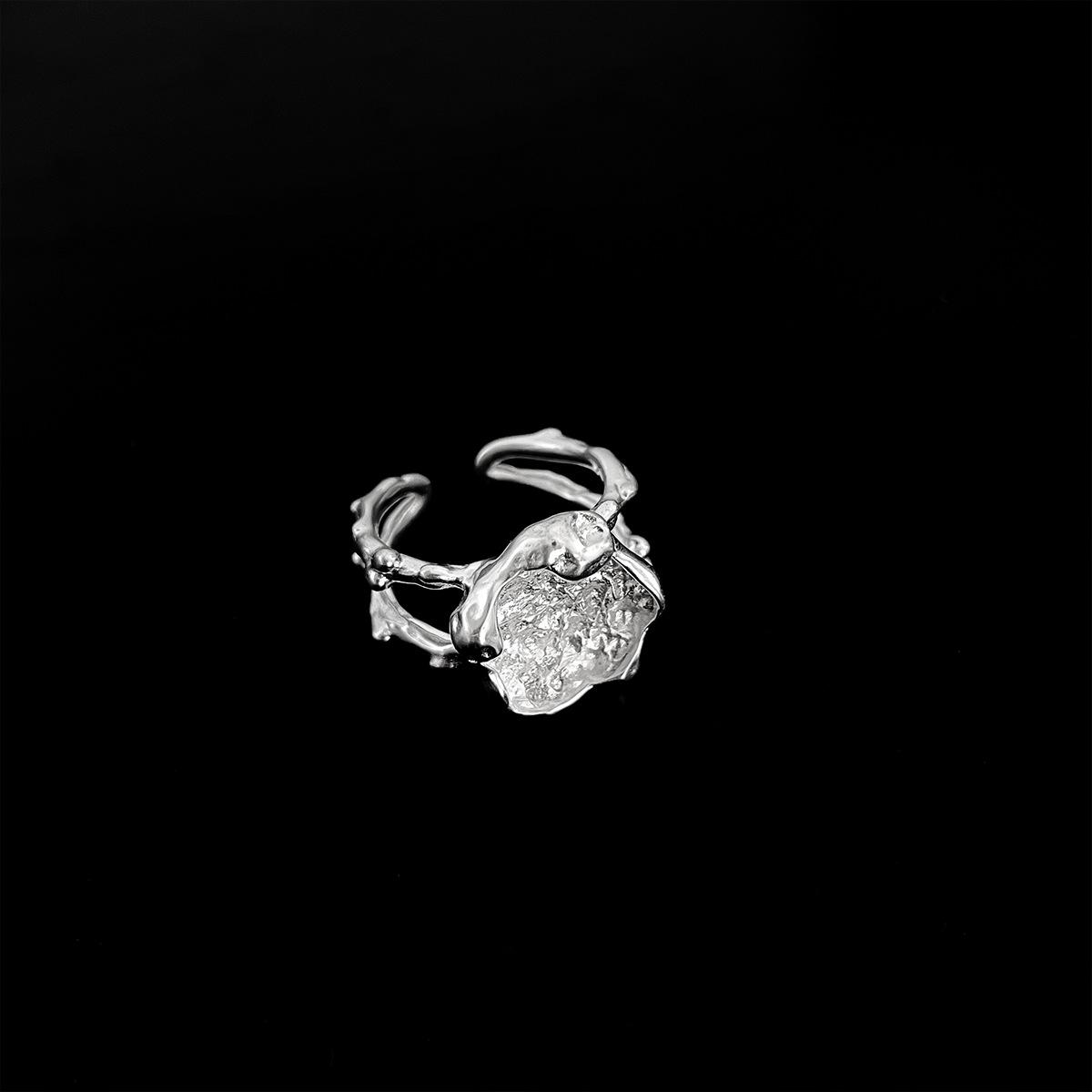 

Кольцо с неровной текстурой, кольцо от холодного ветра, премиум-класса, регулируемое, с отверстием для чувств, женское, серебро 925 пробы opening adjustable