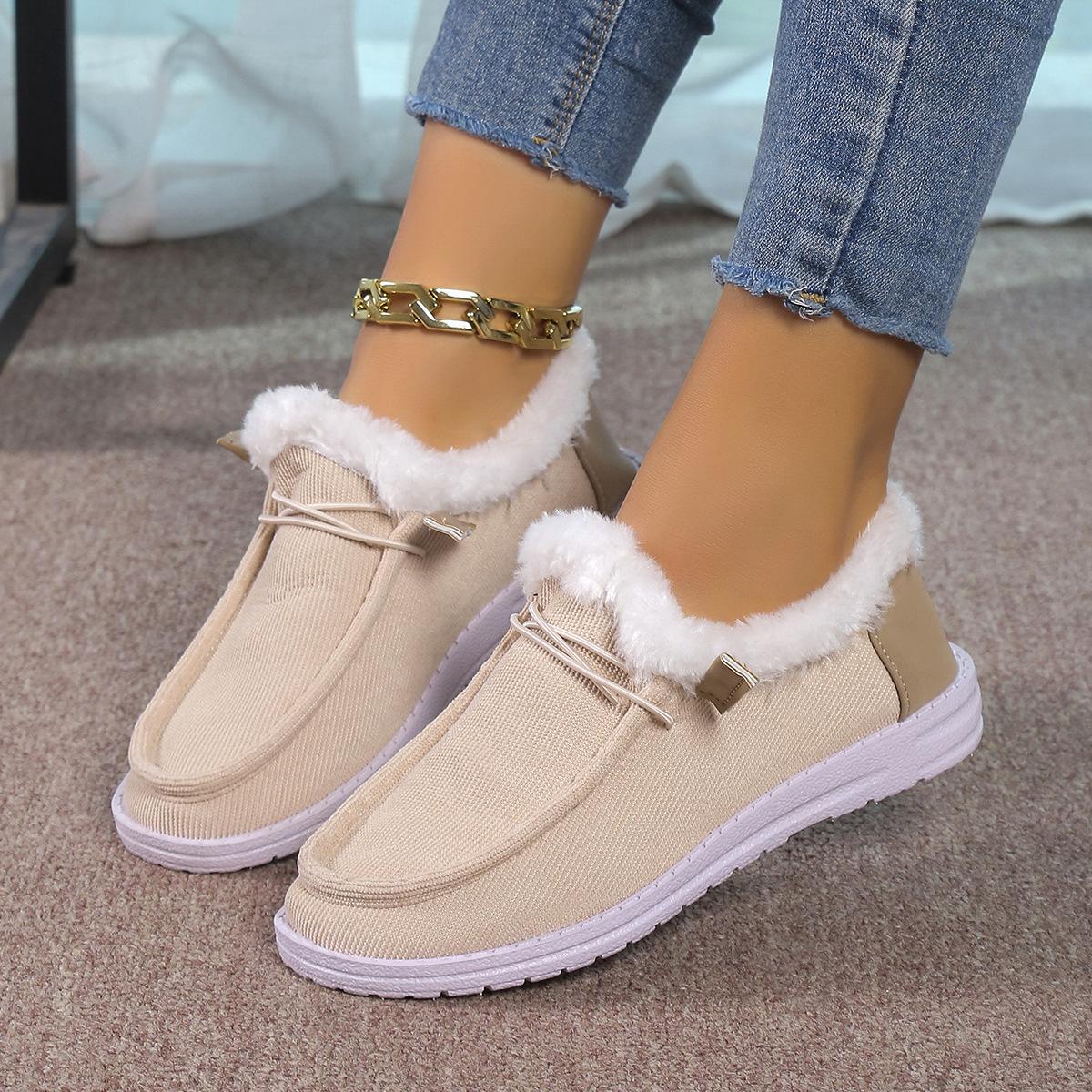 

Foreign trade large size autumn and winter loafers women s casual espadrilles, lazy people with one pedal, fluffy neckline single shoes 36 бежевый