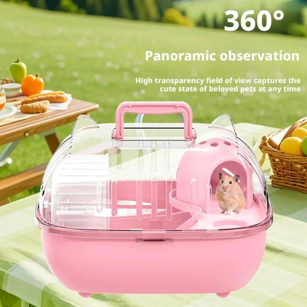 Transparent Cover Hamster Carrier Box Large Space Double Layer Travel Hamster Cage Ventilation Slots Escape Proof Hamster Villa