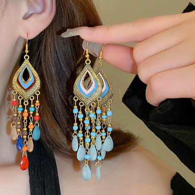 GemChic dámské nové vintage náušnice s křišťálovými třásněmi Etnická móda Náušnice s háčkem Narozeniny Vánoční Šperky Dárek