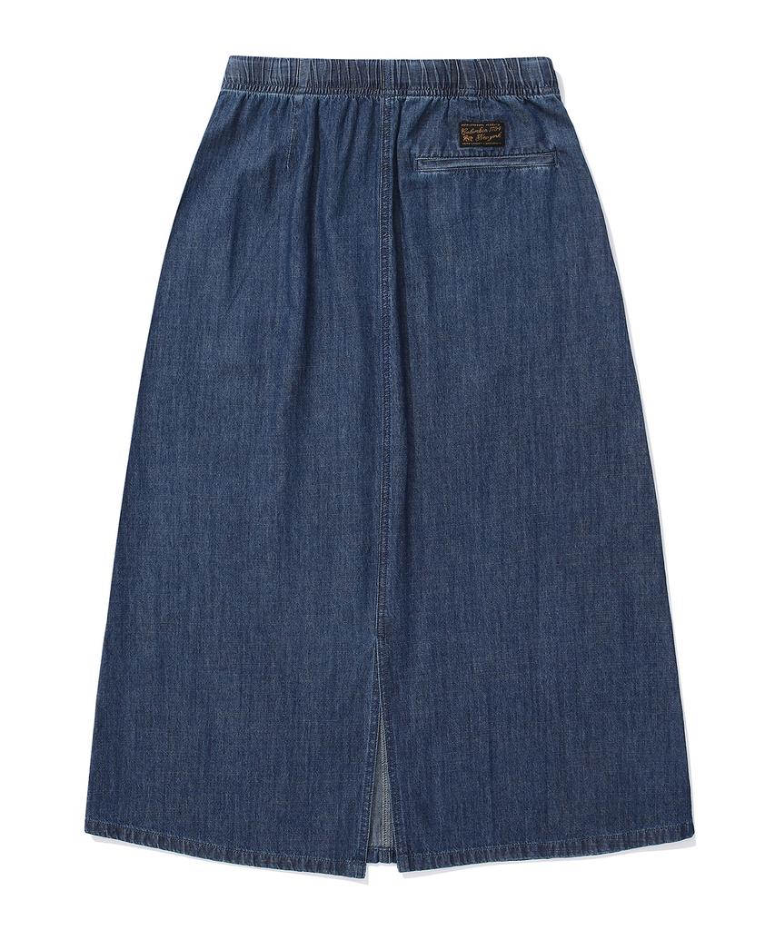 COLUMBIA UNIVERSITY Sl-Label Belted Denim Long Skirts Midnight Denim