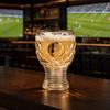Pohárek na pivo Trofej, Čirý hrnek ve tvaru fotbalového míče, 440ml Odolný skleněný půllitr pro řemeslné pivo, Dekorace pro domácí bar a párty, Dárková sklenice na přípitek pro fanoušky
