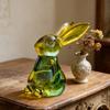 Handmade Artificial Glass Rabbit Statue Figurine Decorative Home Decoration Item For Bedroom Or Workspaces