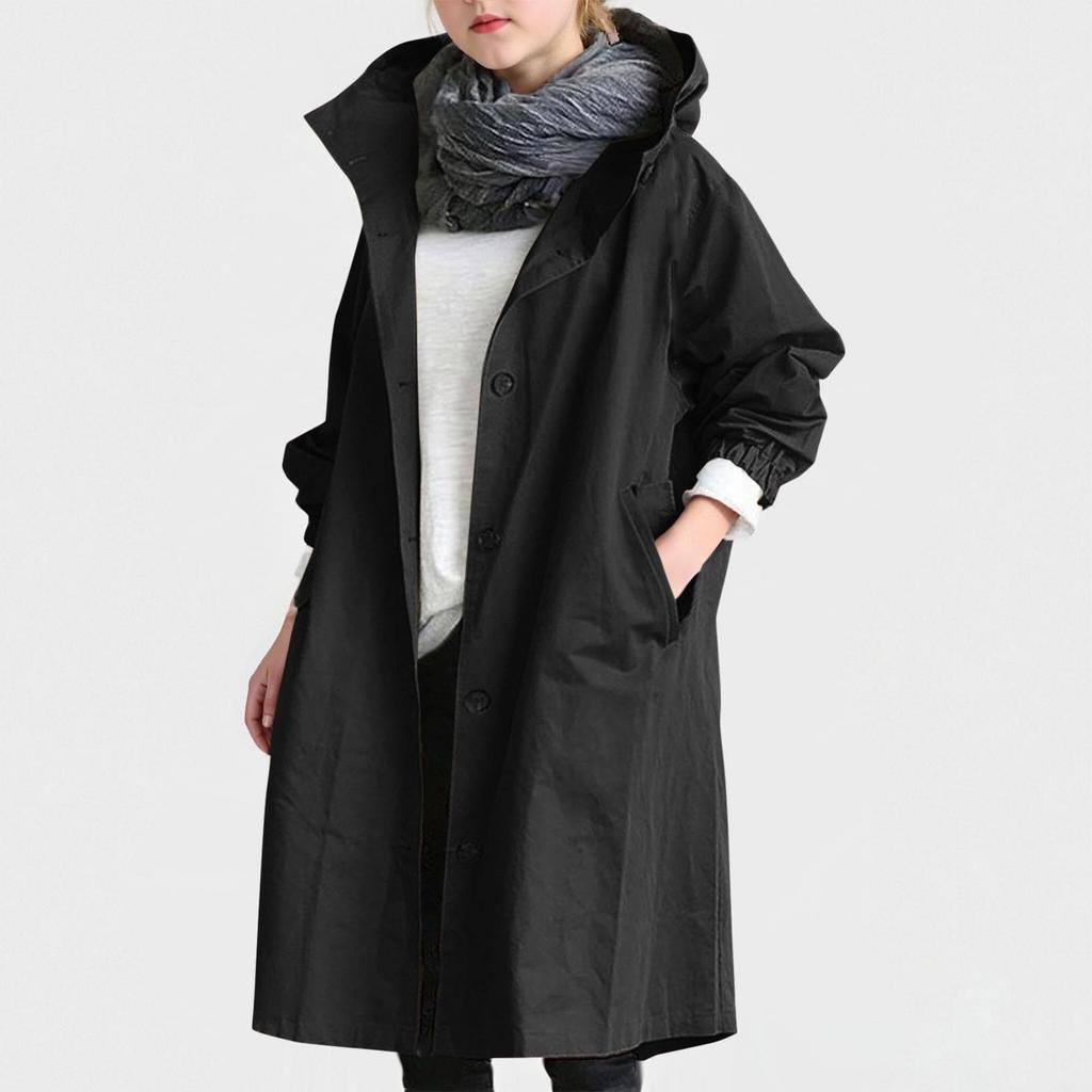 Children's Fashionable Oversized Trench Coat Casual Long-Sleeve Solid-Color Girls' Jacket