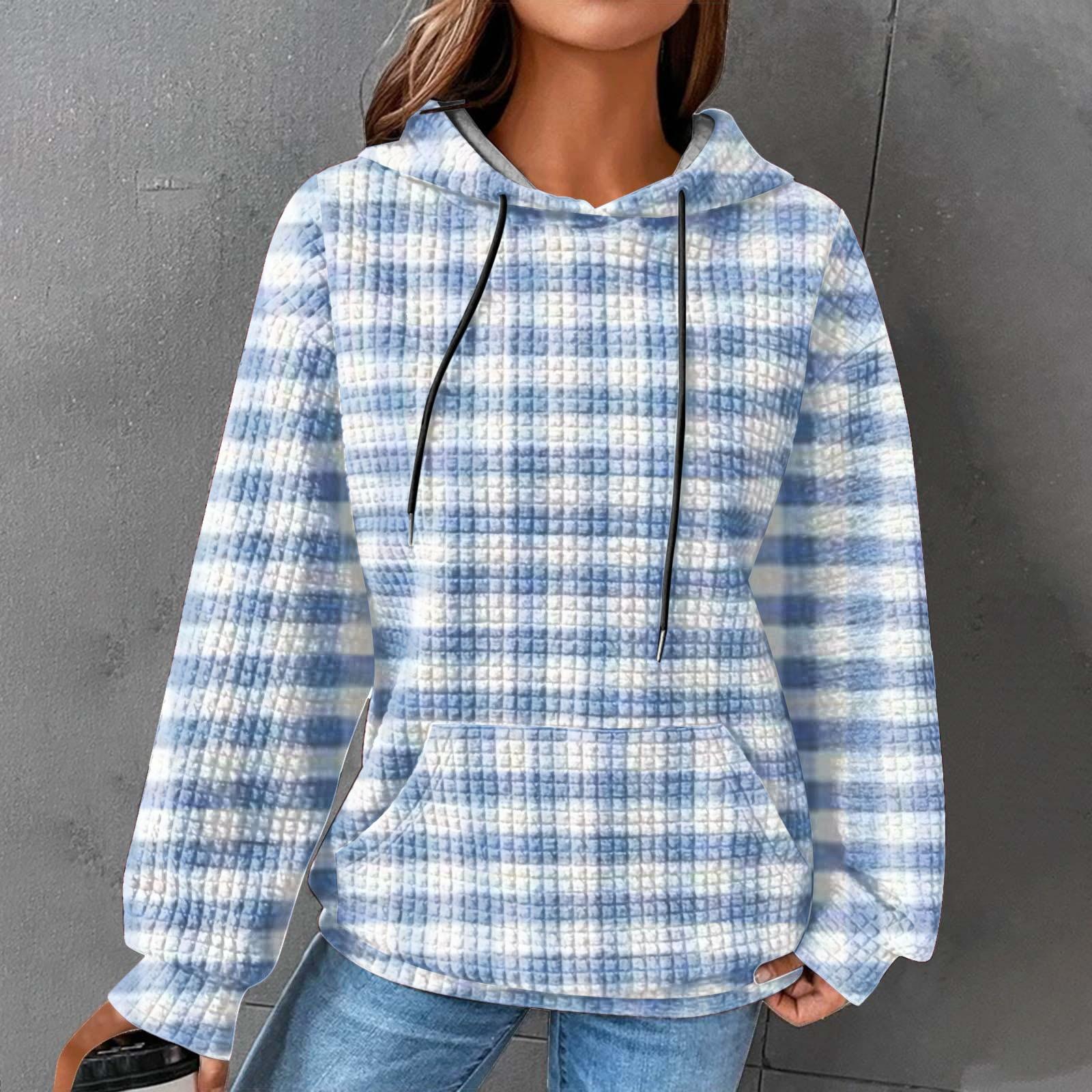 

Женская мода повседневная осень и зима теплая толстовка с длинным рукавом и карманом на шнурке с капюшоном XXXXXL небесно-голубой