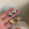 Gold Color Smooth Surface Love Heart Shaped Stud Earrings Women Minimalist  Girl Wedding Bridal Jewelry