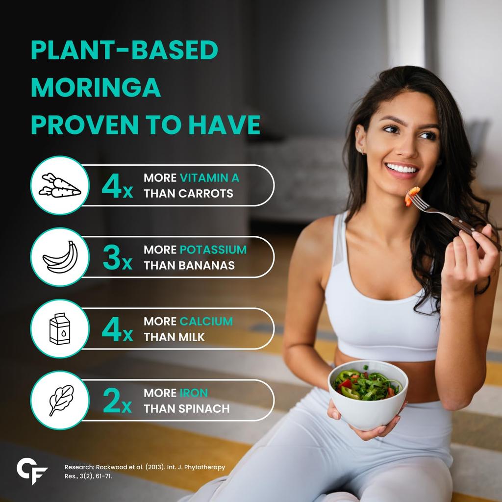 Carbamide Forte Organic Moringa Tablets 1000mg Drumstick Leaves Powder for Energy & Immunity 60 Veg Tablets