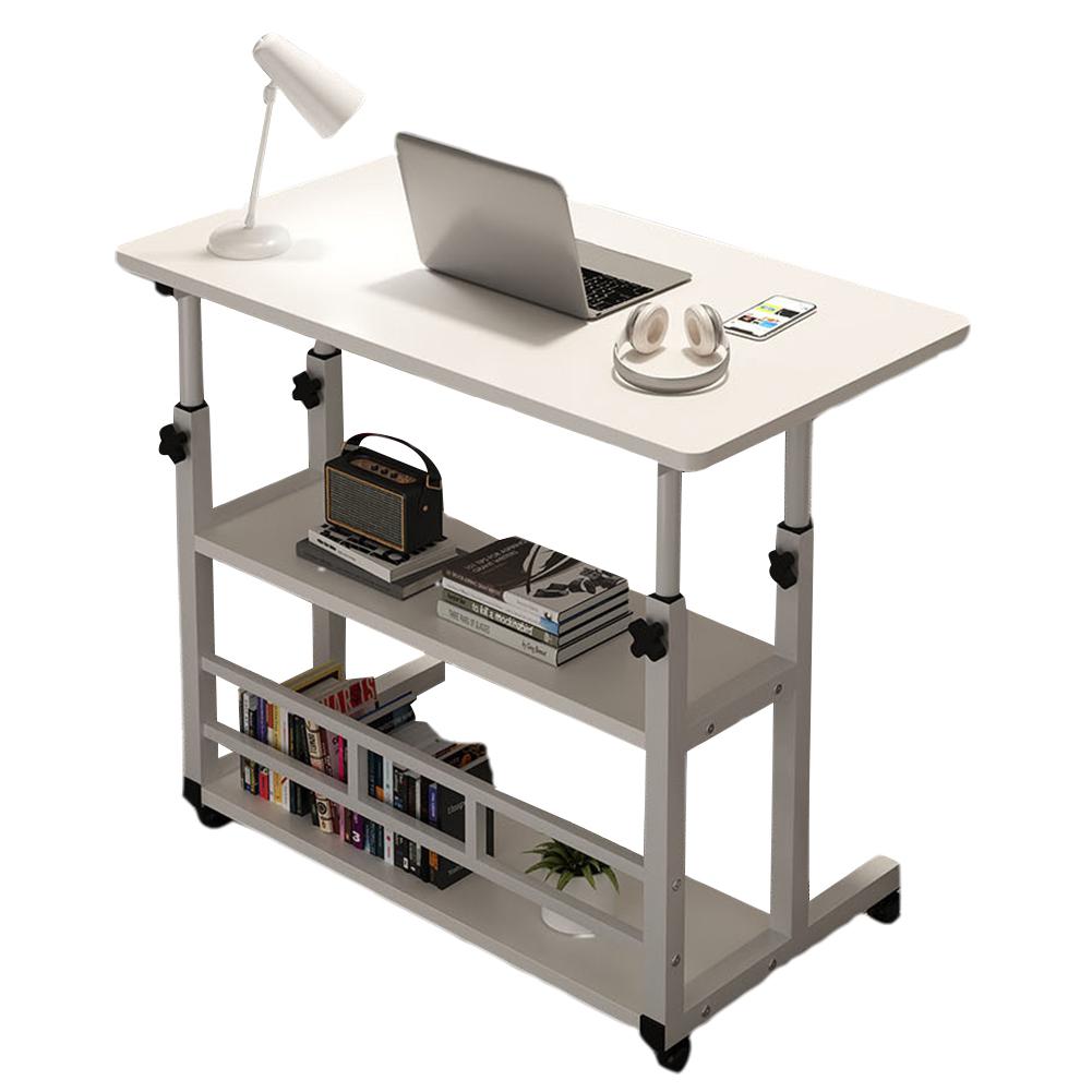 Folding Adjustable Table Multifunctional Bedside Laptop Desk with Rolling Wheels Mobile Laptop Standing Desk Multi-Layer Storage