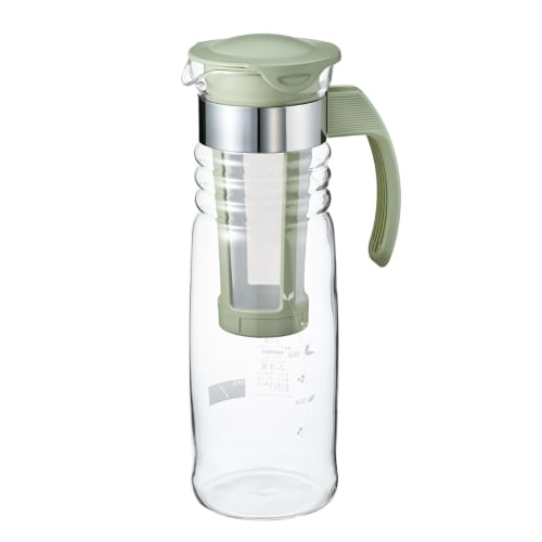 HARIO Cold Brew Tea Pot with Basket Mesh, 1200ml Capacity, Smoky Green, Heat-Resistant Glass, Boiler and Dishwasher Safe, Made In Japan, HCC-12-SG