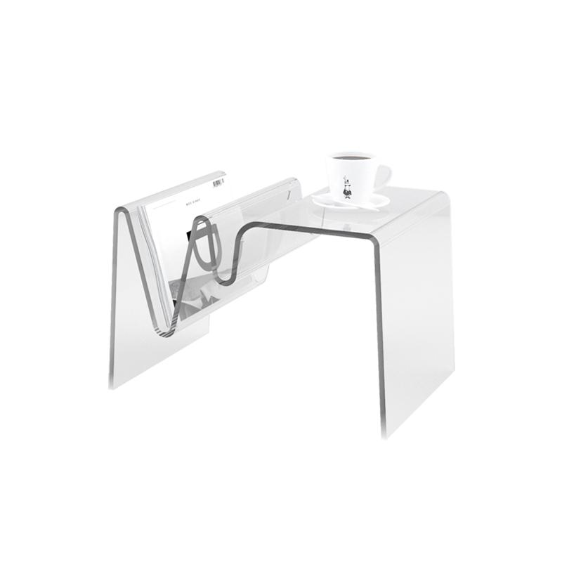 Modern Acrylic Sofa Side Table Transparent Nordic Minimalist Coffee Table with Creative Magazine Rack Small Desk for Living Room