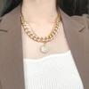 European and American Exaggerated Internet Celebrity Hip-hop Gold Coin Multi-layer Thick Chain Necklace Female Collarbone Chain Coin Double 