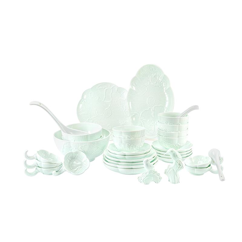 Столовый сервиз Margaux Lunt Lotus & Azure подглазурный 6 Person, 36 Pieces