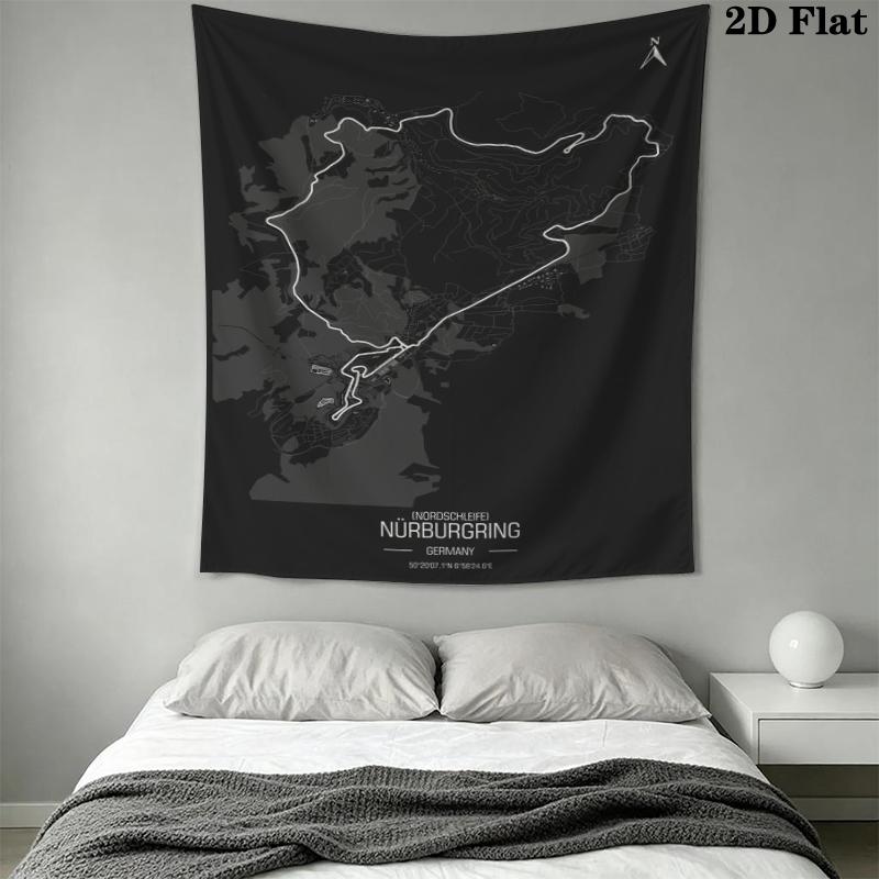 Nurburgring Wall Tapestry Aesthetic Wall Hanging Printed Fabric Blanket Decorative Tapestries for Bedroom Living Room Home Decor