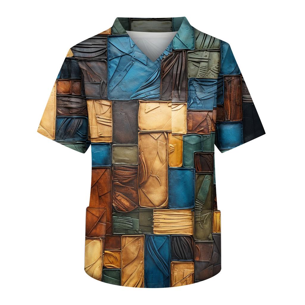 Pánské tričko s krátkým rukávem a výstřihem do V na hrudi