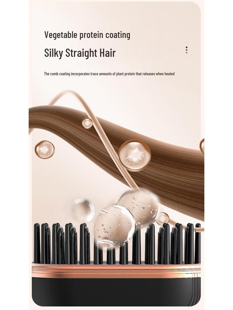Wireless Charging Hair Straightening Brush and Styling Comb for Long Hair