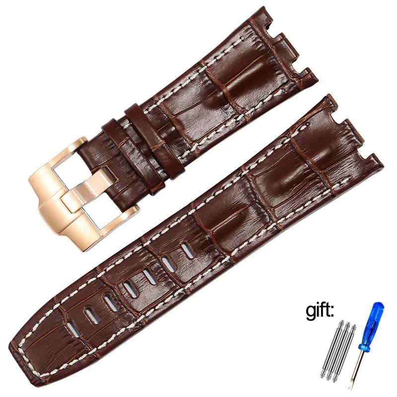Genuine Leather watch Strap For AP  15703 Royal Oak Offshore Series 28mm Black Brown Blue Watchbands accessories men