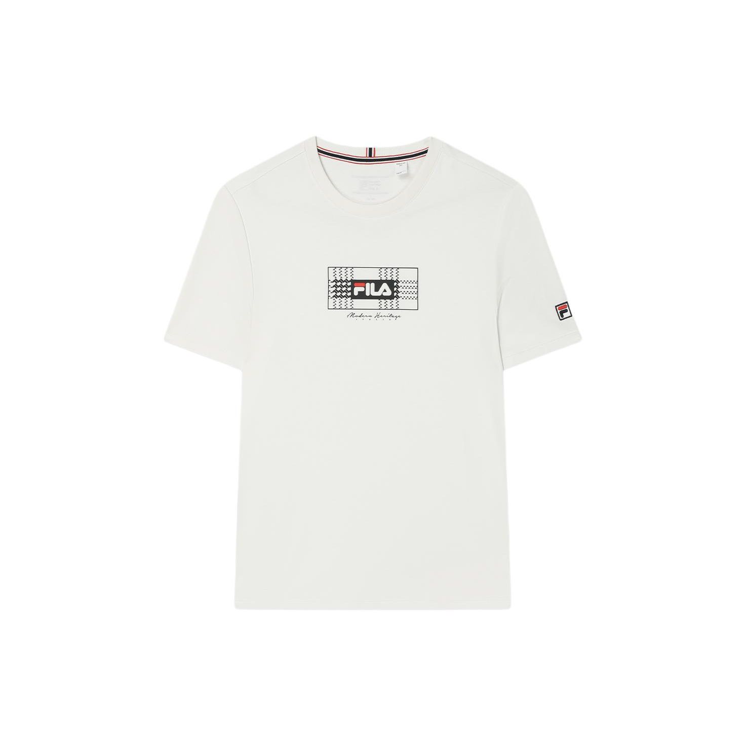 

FILA Letter Logo Printed Knit Casual Short Sleeve T-Shirt Men Tops Steam-White F11M411101F-IV 4XL