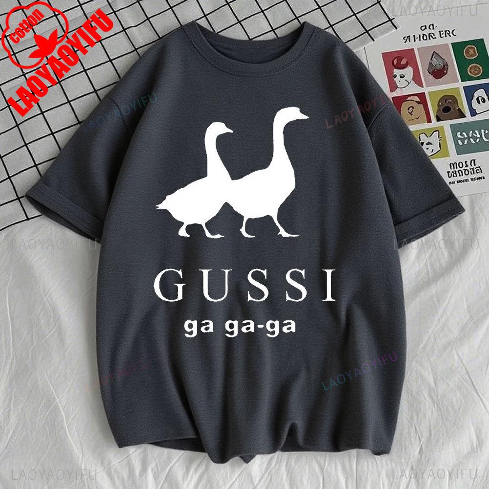 Funny Satirical T-shirt GUSSI Ga Ga Ga Tee Couples Matching Tops Present