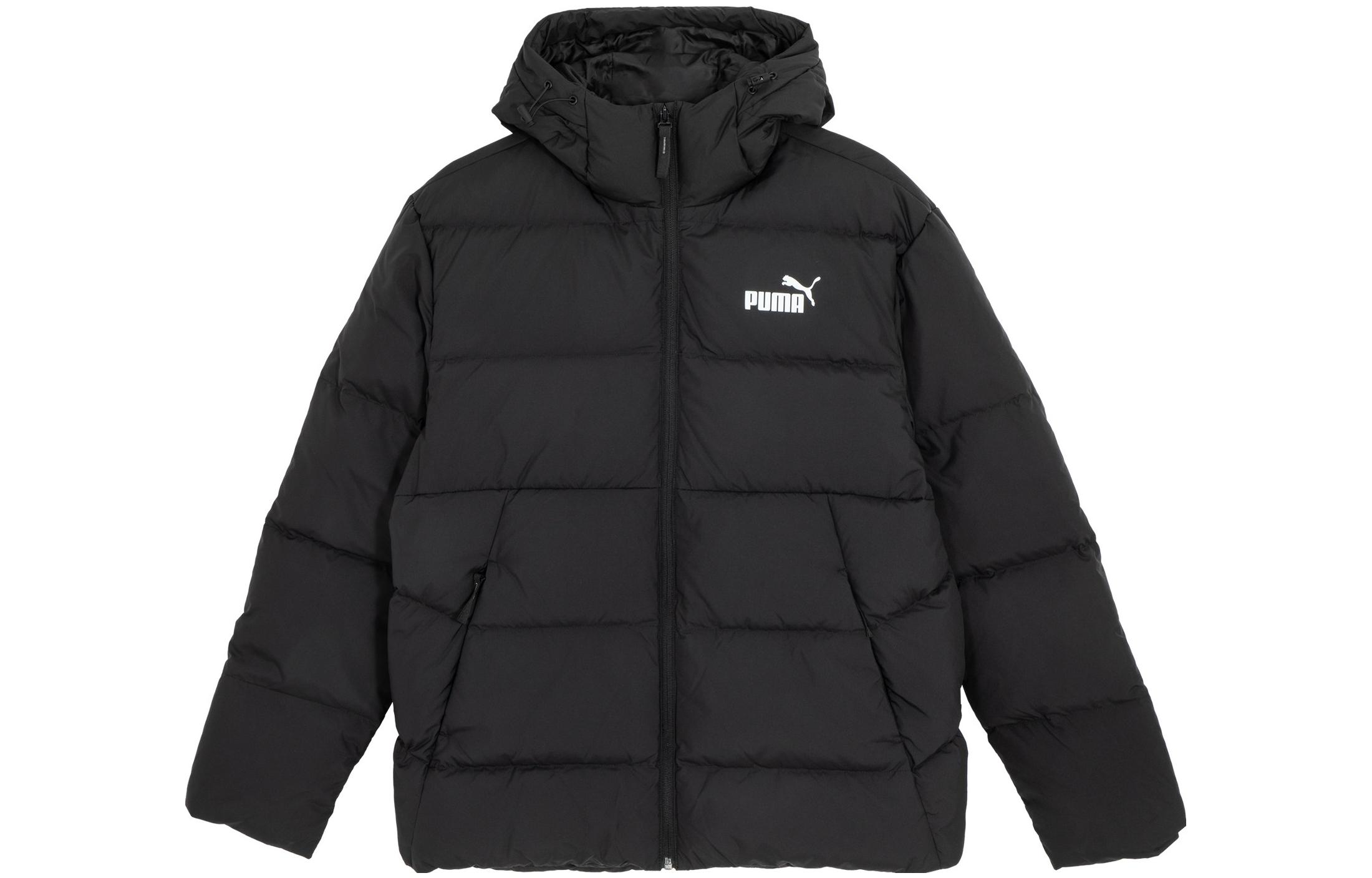 PUMA Down Jackets Men s Black Hooded Moderate Puffer Jacket 672411-01 XXL