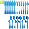 24Pcs Gold Cutlery Set Knives Fork Tea Spoon Dinner Tableware Set Stainless Steel Dinnerware Set Kitchen Flatware Silverware Set