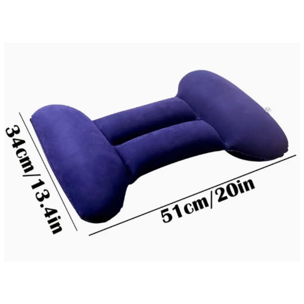 New Flocking PVC Inflation Lumbar Pillow H-type Inflatable Aircraft Lumbar Pad Grey Blue Nursing Waist Pillow Office