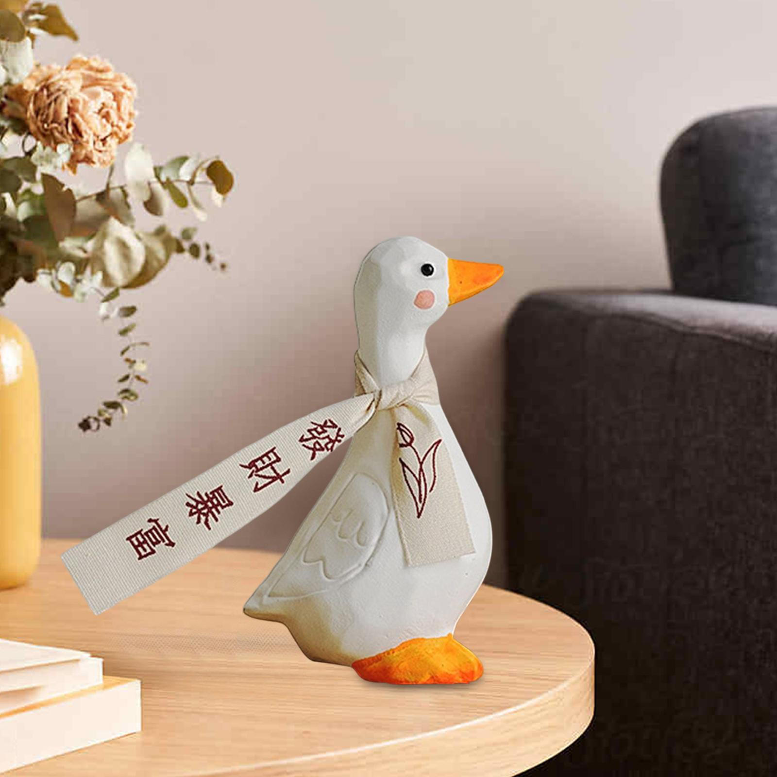 

Lovely Blessed Duck Figurine Animal Figure Sculpture Ornament Statue Decorative Resin for Bookshelf Be Rich