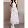 Sweet and spicy lotus leaf edge 2026 new French temperament niche floral dress women's summer new suspender skirt
