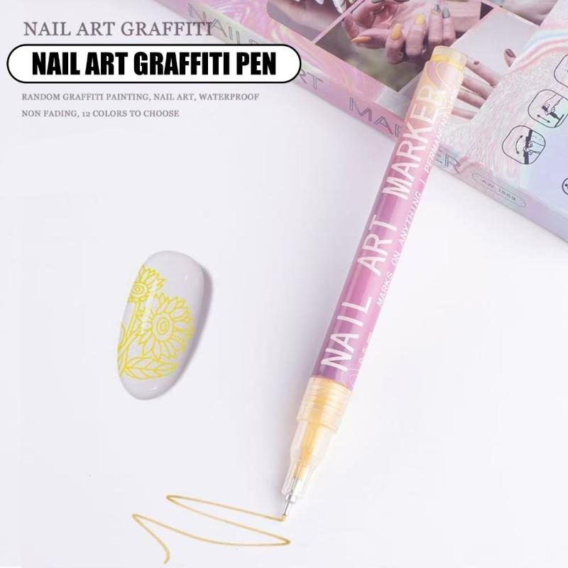 12Color Nail Art Pens Precise Acrylic Marker For Detailed Outlining Polish Pen For DIY Enthusiasts Salon Professional