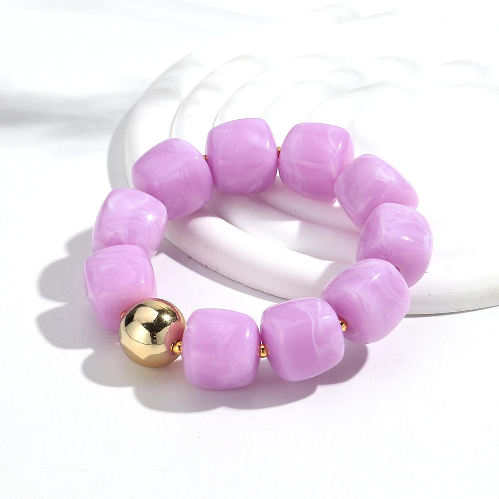 Fashion Acrylic Big Irregular Square Beaded Bracelet for Women New Trendy Imitation Stone Strechy Bracelet Hand Jewelry Gifts