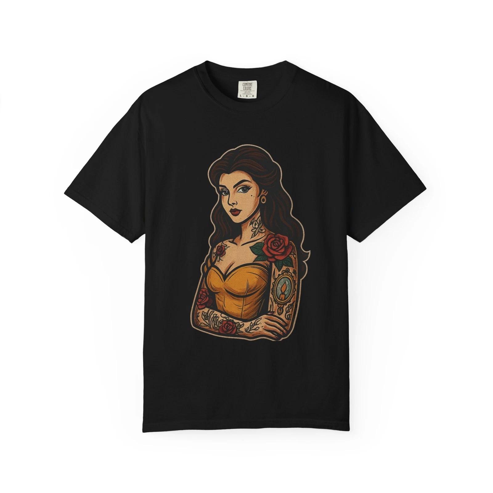

Tattooed Woman T-Shirt, Vintage Graphic Tee, Unisex Casual Wear S