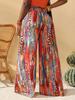 All Over Print Wide Leg Trousers, Boho Casual Pants for Daily Holiday Vacation Wear, Women's Bottoms for All Seasons