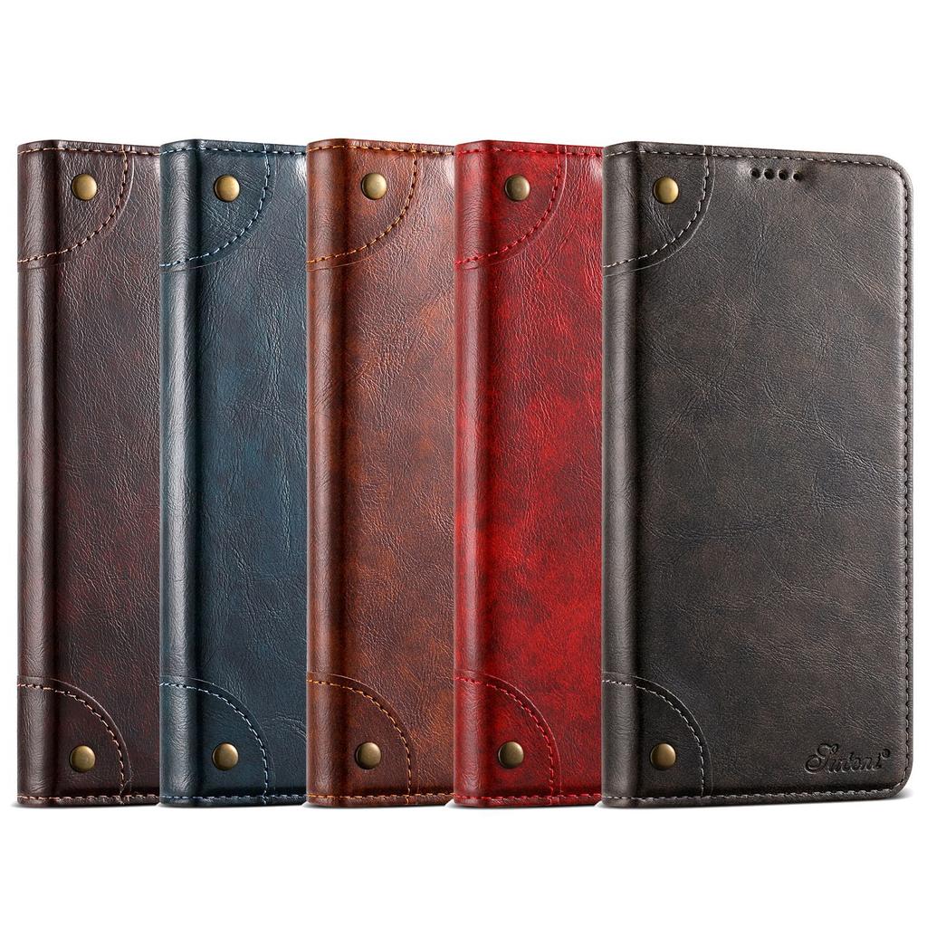 Retro Flip Leather Wallet Phone Case for Samsung Galaxy S25 Ultra S24 Plus S23 S22 Note 20 Ultra Card Holder Stand Soft Shell