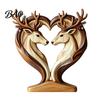 Hand Polished Wood Decor Wooden Animal Ornament with Stable Base, Double Layer Carved Figurine, Rustic Crafts for Office Heart Shape Sculpture