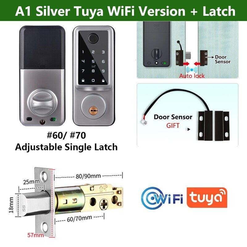 A1 TT Lock/ Tuya WiFi Auto Fingerprint Digital Electronic Door Lock With Door Sensor Password/IC Card/APP/Key Smart Door Lock
