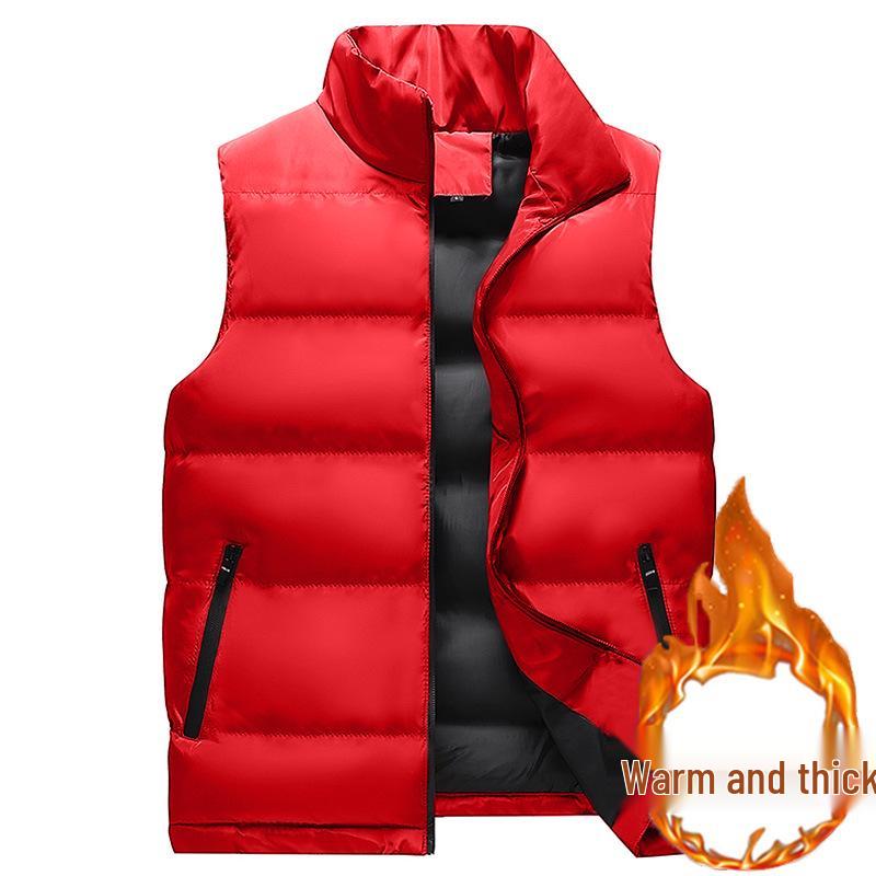 Men's Thickened Corduroy Patchwork Vest for Autumn/Winter