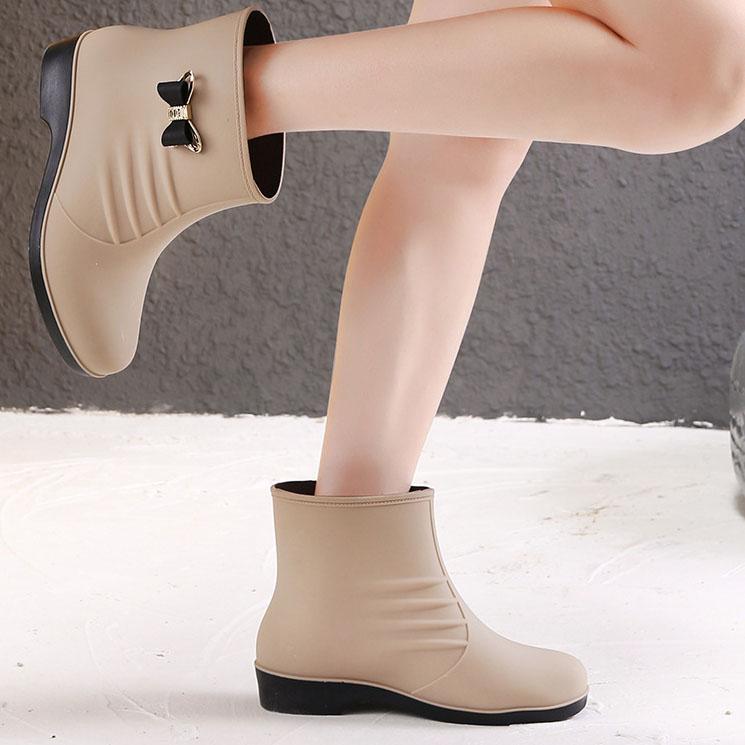 Dámské Four Seasons Boty do deště Velké velikosti Boty do deště na nízkém silném podpatku Dámské Jednobarevné Voděodolné Jednolůžkové Boty do vody