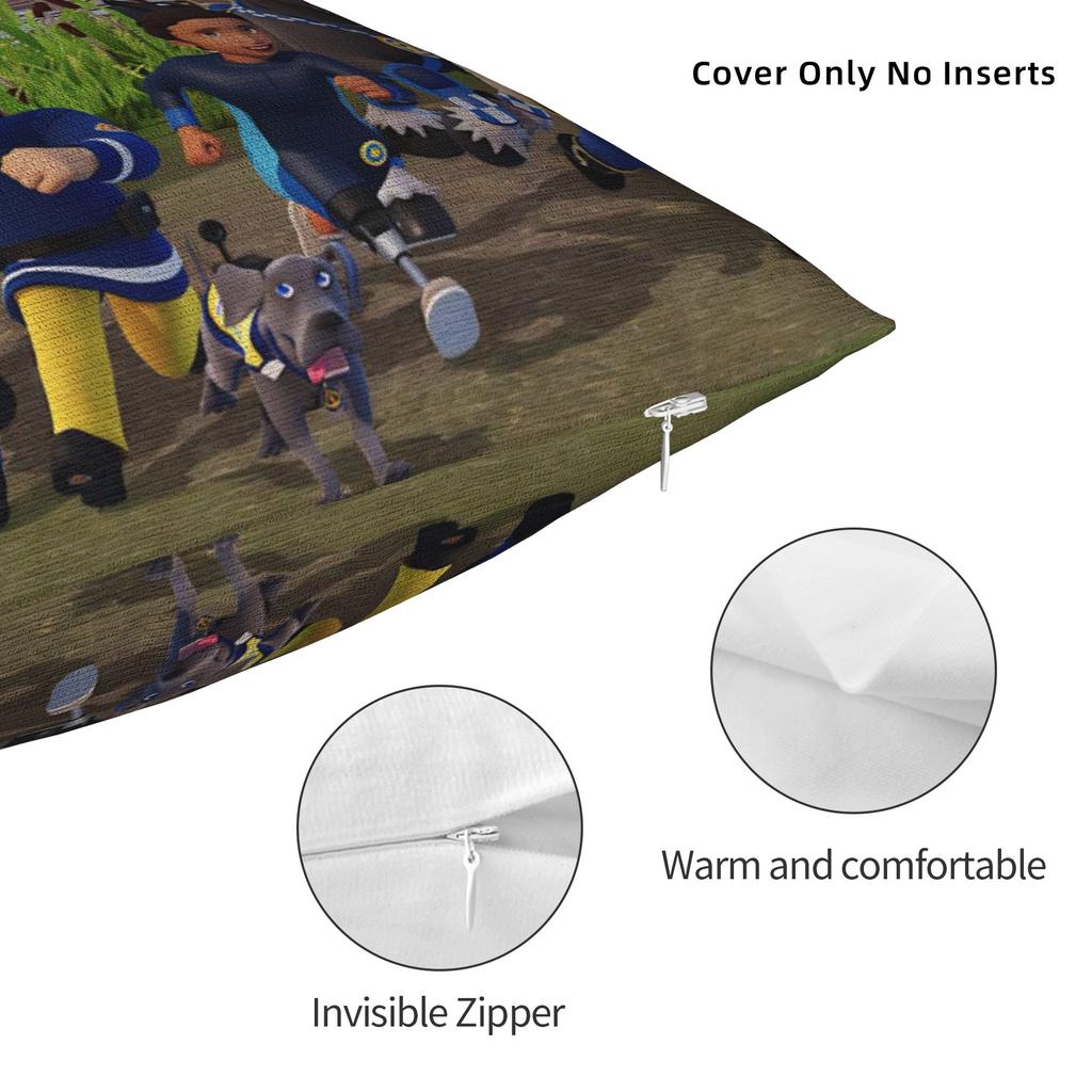 Fireman Sam Square Pillow Case Firefighters Cartoon Cushion Covers Awesome Zippered Decorative Pillowcase for Sofa 40*40cm
