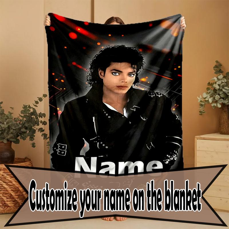 Custom Name Personalized Michael Jackson Print Blanket, Home Decor, Bedroom, Sofa, Camping, Couch, Gifts for Birthday Christmas