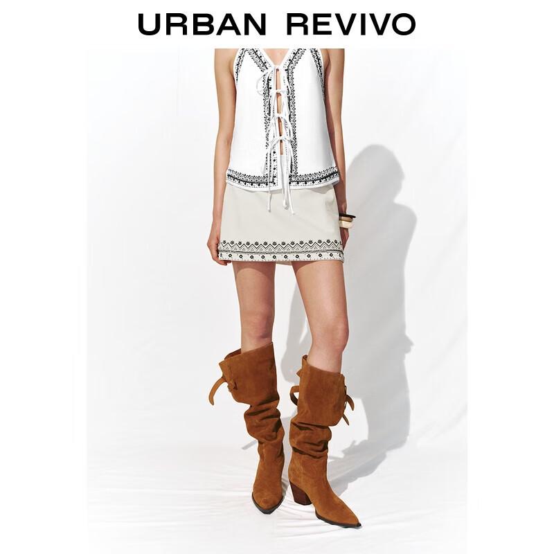 UR 2025 Women s Ethnic Embroidered A-Line Skirt XS