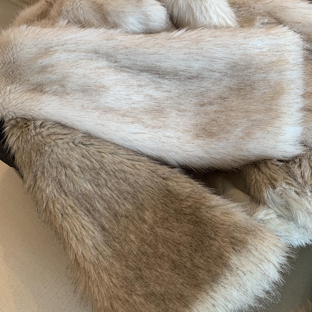 Women's Winter Fox Fur Coat - Short, Fluffy, Large Lapel Design