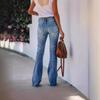 Womens High Waisted Jeans Flare Stretch Boyfriend Bootcut Casual Denim Pants Cat's Whiskers Stretch Wide Leg Women's Trousers