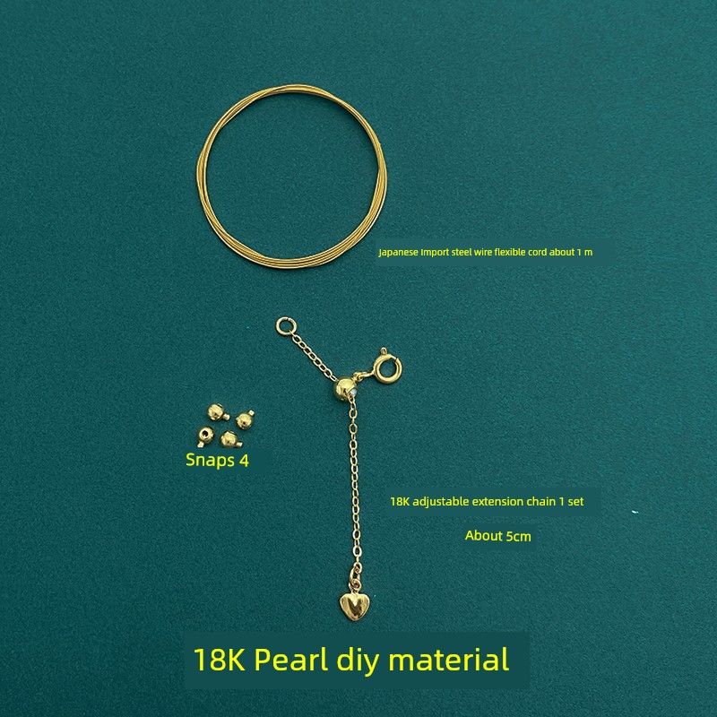 

Color Preserving 14 K18k Silver Pearl Necklace Bracelet DIY Accessory Material Package 0.4mm Carrying Strap Braided Rope Steel Wire diy material (18K) (without pliers)