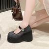 Fashion 11CM Hollow Breathable Chunky Heels Slippers Platform Wedges Sandals Summer Block High Heels for Women Shoes Loafers Sandalias