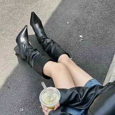 Fashion Sexy Winter Women High Boots Fashion Pointed Toe Stiletto Heel Long Boots Ladies Elegant Knee High Boots Shoes