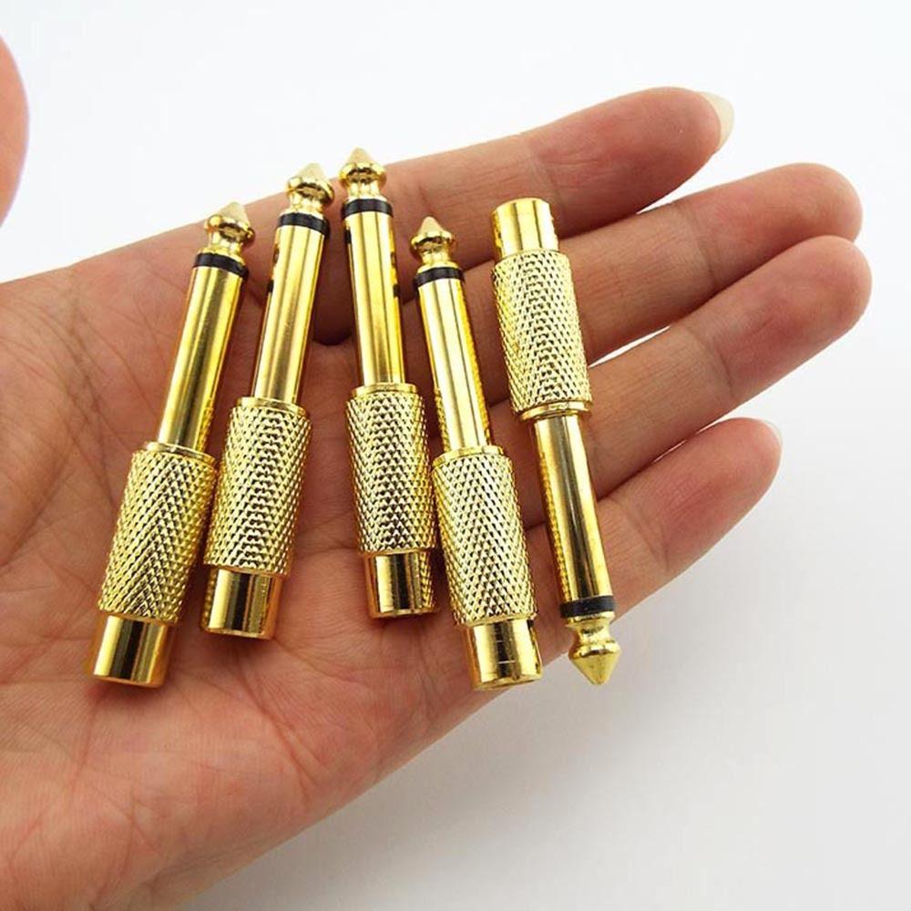 10Pcs Mono TS Plug Design 1/4" Mono TS Male Connector Gold-Plated Audio Adapter  DIY Audio Equipment
